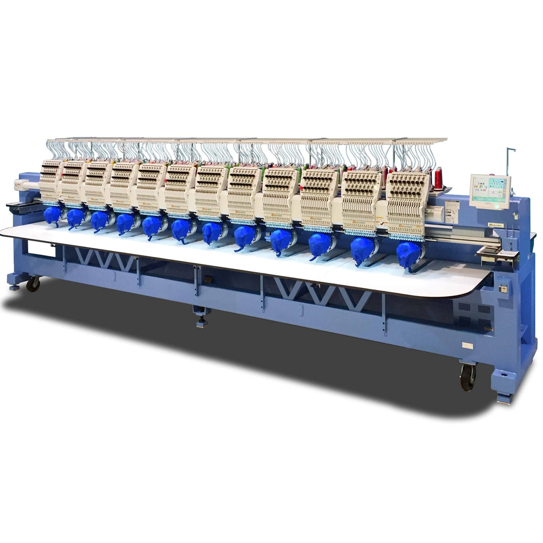 Happy HCR3-1512-45 12 Head 15 Needle Industrial Embroidery Machine-Made in Japan.