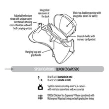 Load image into Gallery viewer, Crumpler QE500-001 Quick Escape 500 Camera Bag for SLR Camera with Midsize Lens-Dull Black