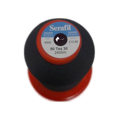 Amann 3099-4000 SERAFIL 80 2400M FS0 Polyester for Shoes, Belts Suitcase and Bags - Black