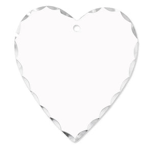 Unisub Aluminum Gloss White Jewelry Charm - Heart w/Scalloped Edge 1.19"/30 mm 20/CS