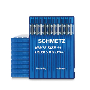 710074- SCHMETZ DBXK5 KK D100 NM 75/11 for Industrial Embroidery Machines, HappyJapan, ZSK, Pack of 10 for Lacuered materials, Artificial leather