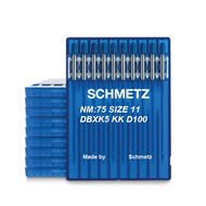 710074- SCHMETZ DBXK5 KK D100 NM 75/11 for Industrial Embroidery Machines, HappyJapan, ZSK, Pack of 10 for Lacuered materials, Artificial leather