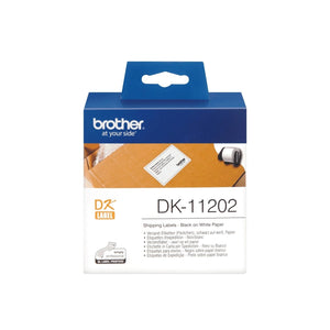 Brother Genuine DK-11202 for QL Printers Die-cut Shipping Label, 62mm x 100mm - Black on White.