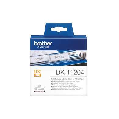 Brother Genuine DK-11204 for QL Printers Multi-purpose Labels 17mm x 54mm - Black on White.