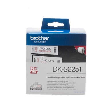 Brother Genuine DK-22251 Continuous Length Labelling Tape for QL Printers - Red/Black on White.