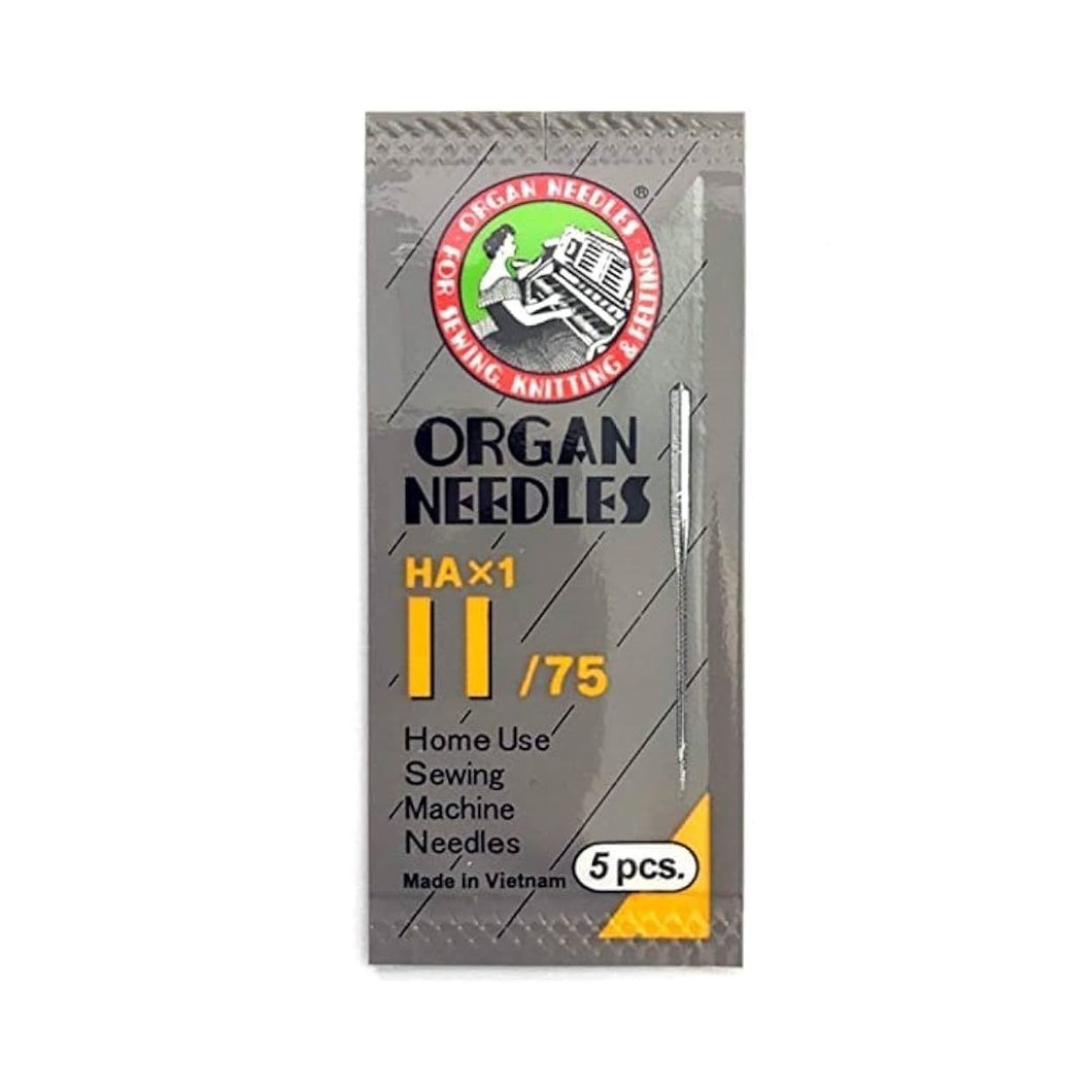 Organ HAX1 75/11 Domestic Needles for Home Sewing Machines - Pack of 5