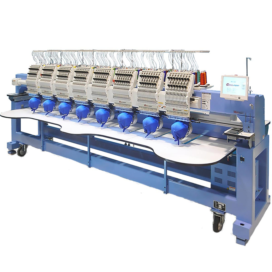 Happy HCR3-1508-45 8 Head 15 Needle Industrial Embroidery Machine-Made in Japan.