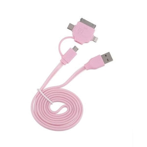 Go LMTCC1004N1P Lightning, MicroUSB, 30pin and Type-C 4 in 1 cable 100cm-Pink