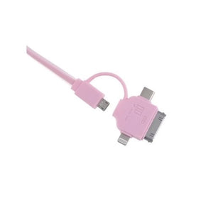 Go LMTCC1004N1P Lightning, MicroUSB, 30pin and Type-C 4 in 1 cable 100cm-Pink