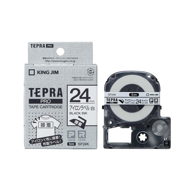 King Jim SF24K TERPA PRO Ironing Label Tape Cartridge for Fabrics Black Ink 24mm-Made in Japan