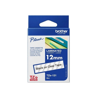 Brother Genuine TZE-131 Labelling Tape for P-Touch label Printers Black on Clear, 12mm wide