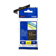 Load image into Gallery viewer, Brother Genuine TZE-334 Labelling Tape for P-Touch label Printers -Gold on Black, 12mm wide.
