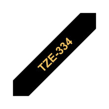 Load image into Gallery viewer, Brother Genuine TZE-334 Labelling Tape for P-Touch label Printers -Gold on Black, 12mm wide.
