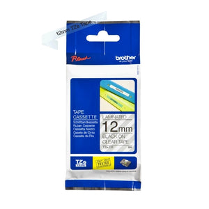 Brother Genuine TZ-131 Labelling Tape Black on Clear, 12mm wide