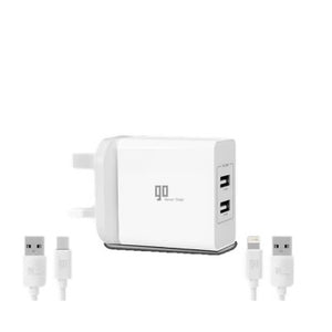 Go HCLM01 Lightening & MicroUSB Home Charger 3.1A with two cables