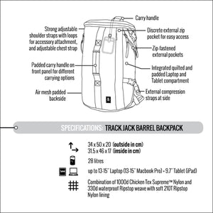 Crumpler TJBRBP-001 Track Jack Barrel Backpack Black fits 15-inch Laptop