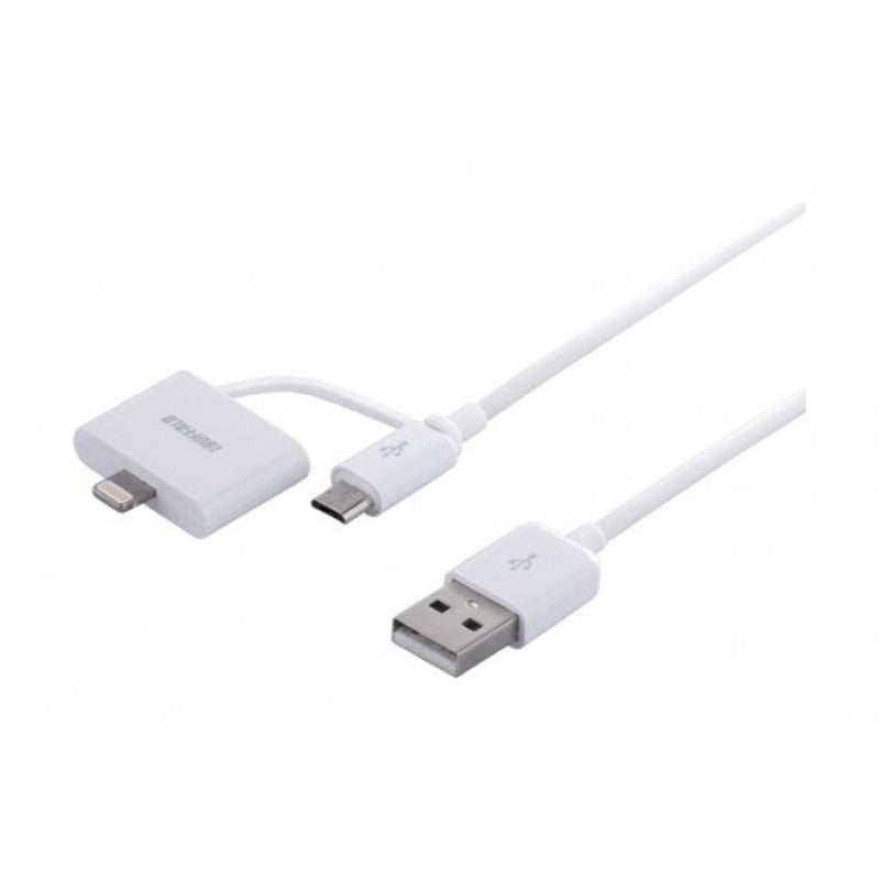 BSIPC08UL075WH USB cable USB A to Lightning with Micro B connector 0.75m