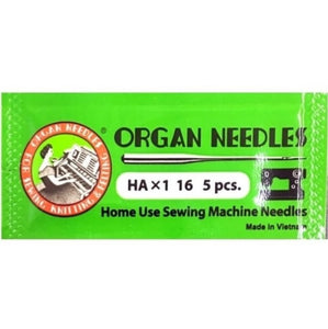 Organ HAX1 100/16 Domestic Needles for Home Sewing Machines - Pack of 5