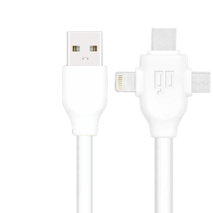 Go LMTC1003N1W Lightning MicroUSB and Type-C 3 in 1 cable 100 cm - White