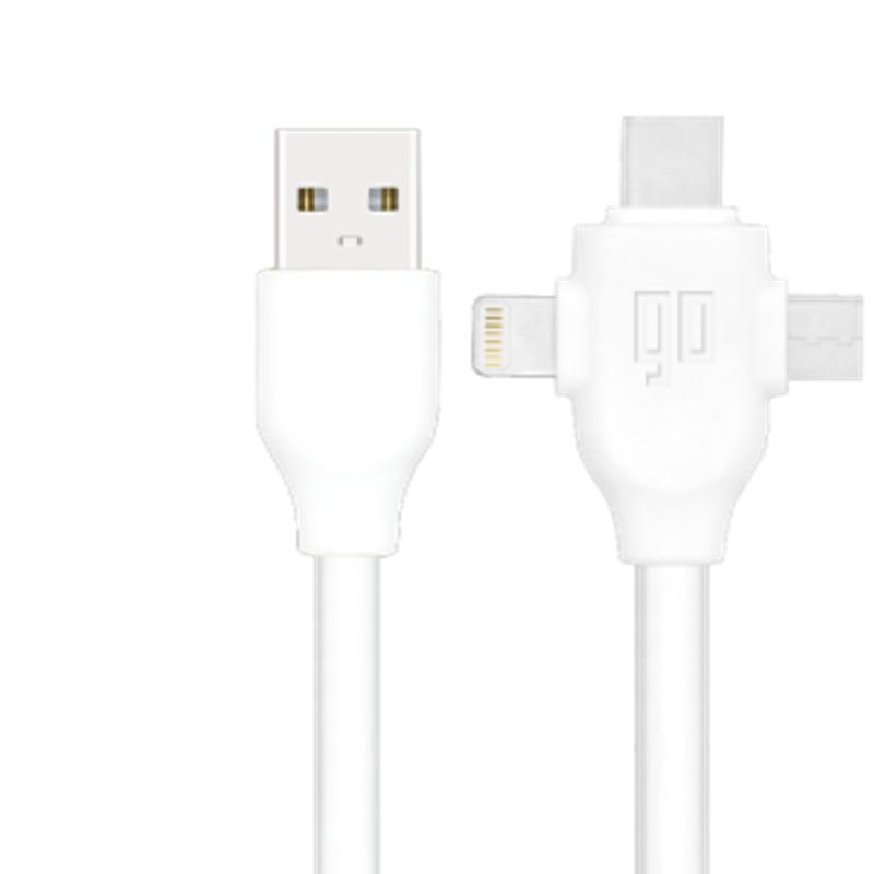 Go LMTC1003N1W Lightning MicroUSB and Type-C 3 in 1 cable 100 cm - White
