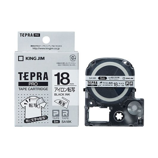 KING JIM SA18K TERPA PRO Tape Cartridge White Ribbon /Black Ink-Made in Japan