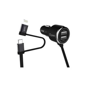 Gosh Lynk Car 4.1A Charge/Sync 2in1 8pin & Micro USB Flat Coiled