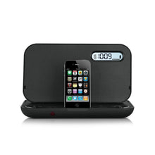 iHome IP49BZC Portable FM Stereo Alarm Clock Radio System for iPhone and iPod  ، تحميل الصورة في عارض المعرض

